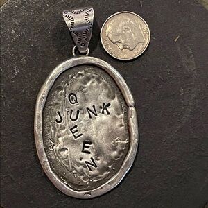 Native American made Silver silver Pendant with 'Junk Queen' Inscription